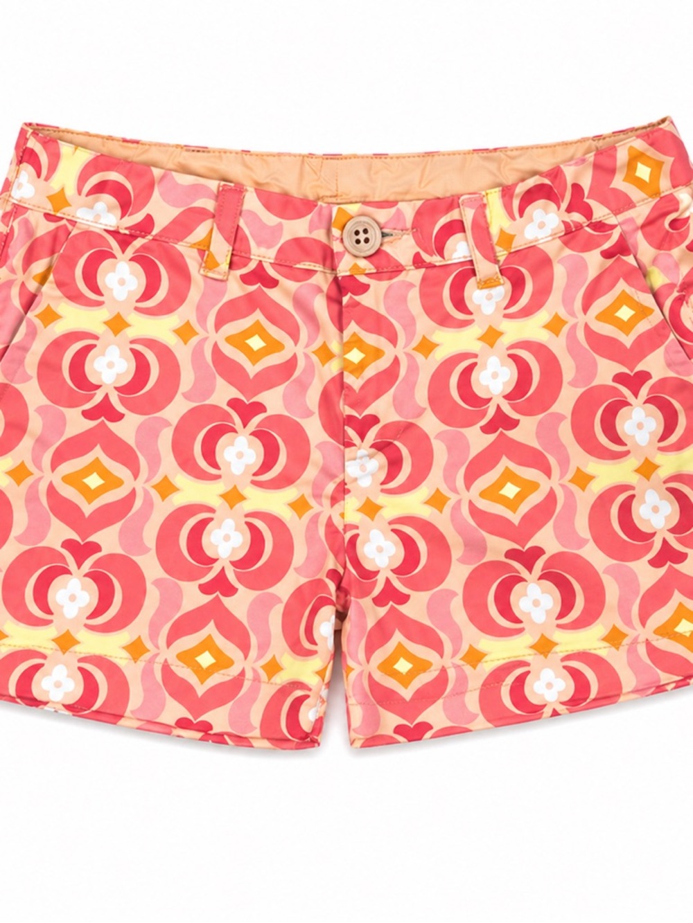 GapKids Retro Floral Print‎ Shorts Size 10 Pink Orange Mid Rise - Picture 2 of 4